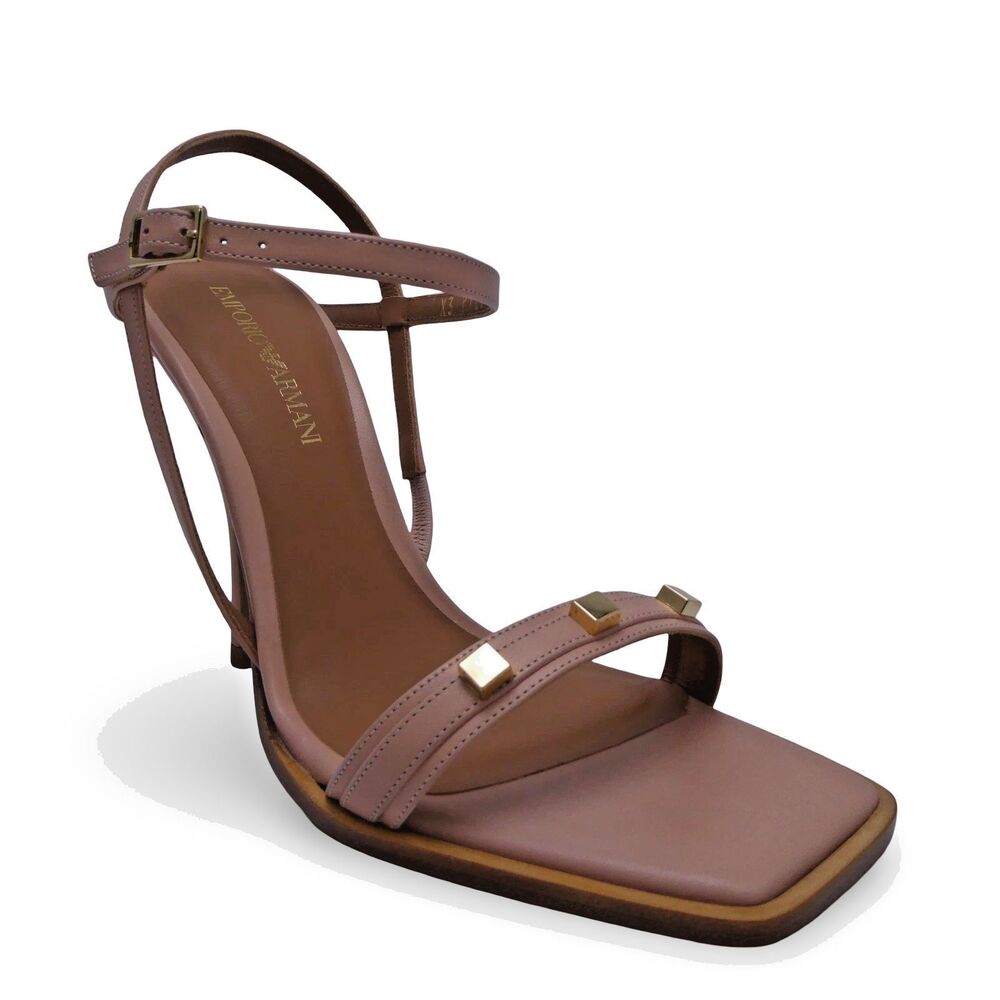 Emporio Armani 4.5" Women's Us 7 -EU 37 Heel Sandals Rose Pink and Gold X3 P720